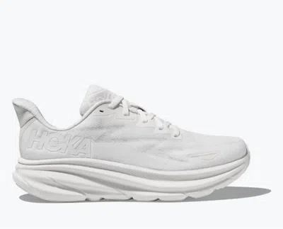 Hoka Womens Clifton 9 Running Shoe White/white Wide Width