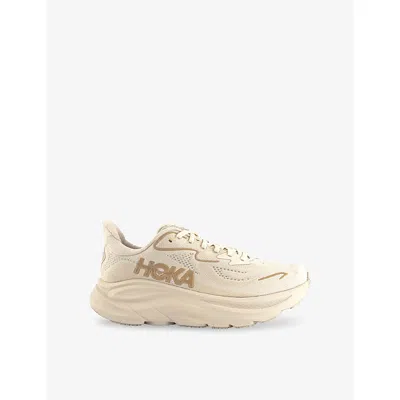 HOKA WOMENS VANILLA BIRCH F CLIFTON 10 MESH LOW-TOP TRAINERS EUR 37 / 4 UK