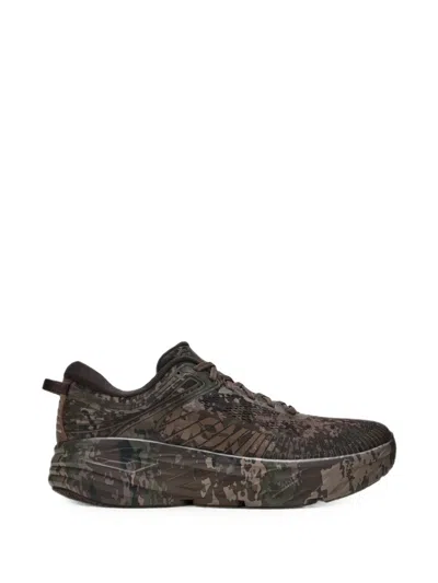 Hoka Beams Bondi 7 Tpu-trimmed Mesh Sneakers In Brown