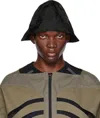 Hokita Black Drawstring Bucket Hat In Black/grey