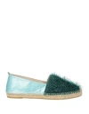 Hola Guapa Woman Espadrilles Emerald Green Size 11 Leather, Textile Fibers