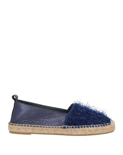 Hola Guapa Woman Espadrilles Midnight Blue Size 7 Leather, Textile Fibers