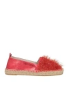 Hola Guapa Woman Espadrilles Red Size 8 Leather, Textile Fibers In Red