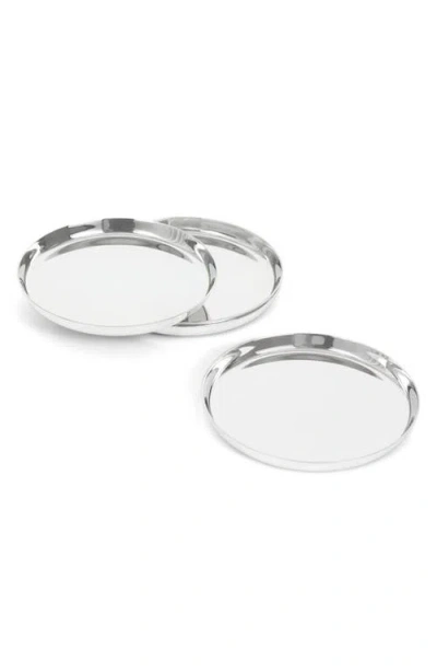 Holcomb Set Of 4 Puddle Stainless Steel Coasters In Silver