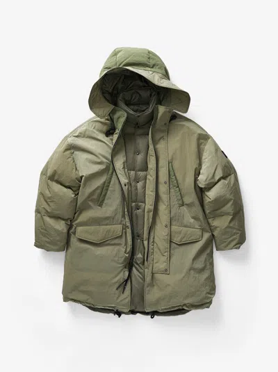 Holden M Long Down Puffer - Stone Green