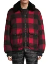 Holden Men's Down & Shearling Field Jacket In Red Black Plaid