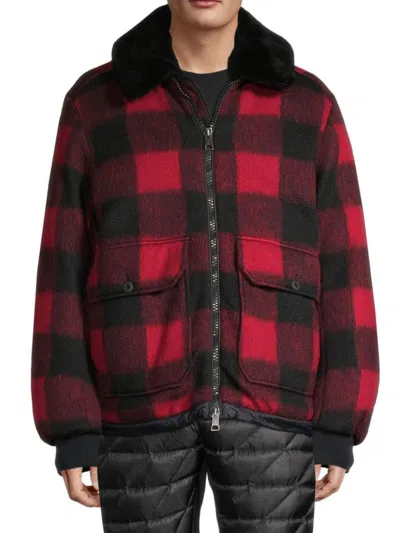 Holden Men's Down & Shearling Field Jacket In Red Black Plaid