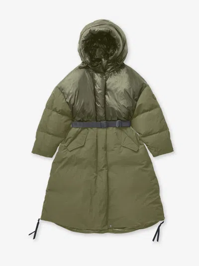 Holden W Long Down Puffer - Stone Green In Multi