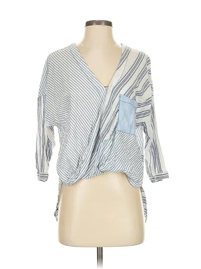 Pre-owned Holding Horses 3/4 Sleeve Blouse In Blue