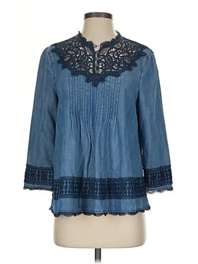 Pre-owned Holding Horses 3/4 Sleeve Blouse In Blue