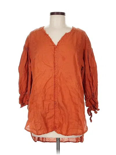 Pre-owned Holding Horses 3/4 Sleeve Blouse In Orange