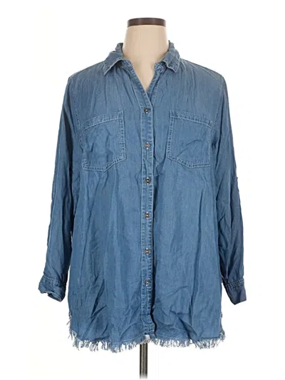 Pre-owned Holding Horses 3/4 Sleeve Button Down Shirt In Blue