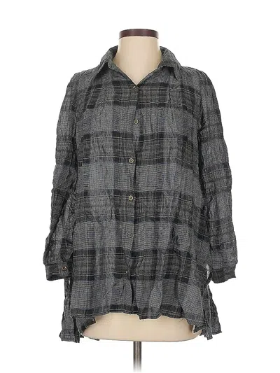 Pre-owned Holding Horses 3/4 Sleeve Button Down Shirt In Gray