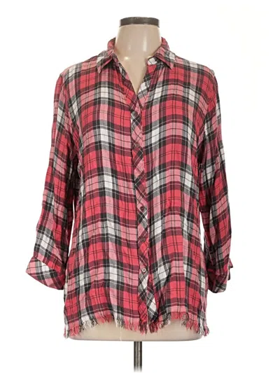 Pre-owned Holding Horses 3/4 Sleeve Button Down Shirt In Red