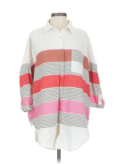 Pre-owned Holding Horses 3/4 Sleeve Button Down Shirt In White