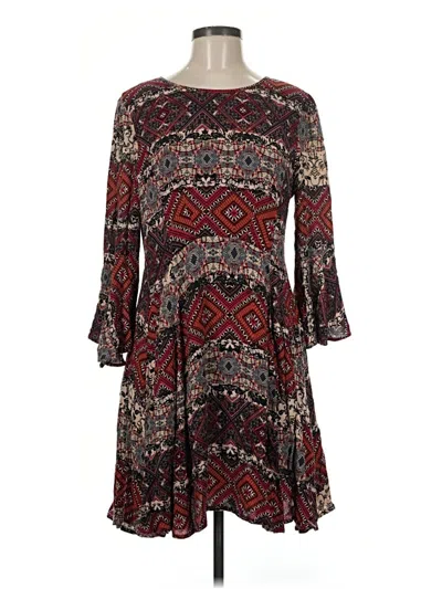 Pre-owned Holding Horses Casual Dress In Burgundy