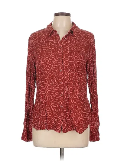 Pre-owned Holding Horses Long Sleeve Blouse In Burgundy
