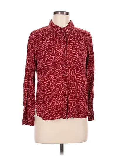 Pre-owned Holding Horses Long Sleeve Blouse In Burgundy