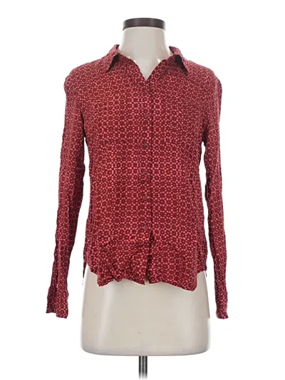 Pre-owned Holding Horses Long Sleeve Blouse In Burgundy