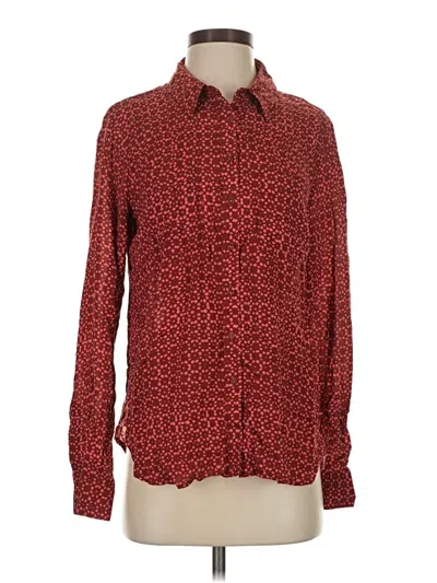 Pre-owned Holding Horses Long Sleeve Blouse In Burgundy
