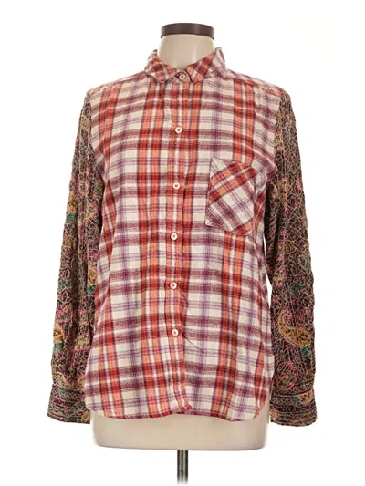 Pre-owned Holding Horses Long Sleeve Button Down Shirt In Burgundy