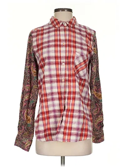 Pre-owned Holding Horses Long Sleeve Button Down Shirt In Red