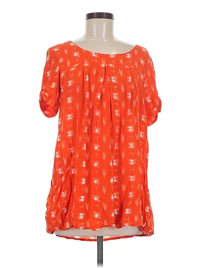 Pre-owned Holding Horses Short Sleeve Blouse In Orange