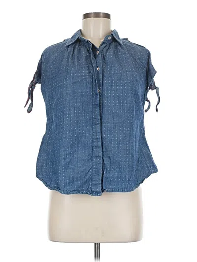 Pre-owned Holding Horses Sleeveless Button Down Shirt In Blue