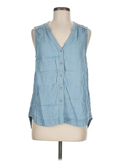 Pre-owned Holding Horses Sleeveless Button Down Shirt In Blue