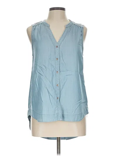 Pre-owned Holding Horses Sleeveless Button Down Shirt In Blue