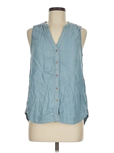 Pre-owned Holding Horses Sleeveless Button Down Shirt In Blue