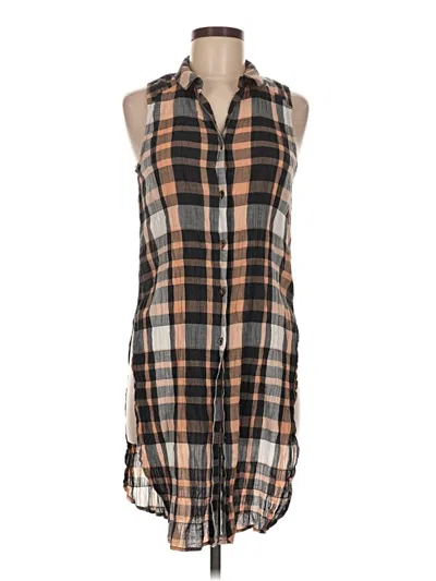 Pre-owned Holding Horses Sleeveless Button Down Shirt In Brown