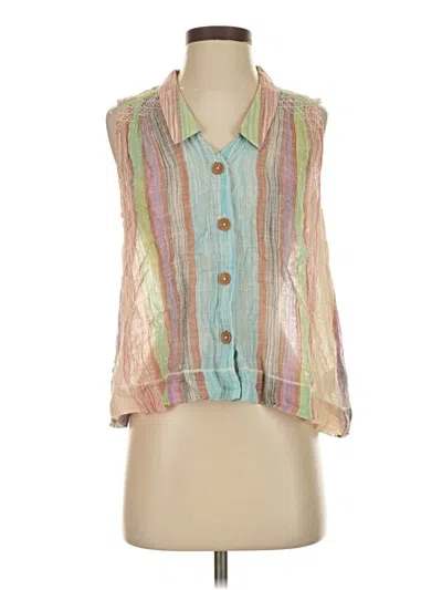Pre-owned Holding Horses Sleeveless Button Down Shirt In Green