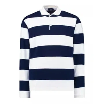 Holebrook Berra Rugger Ls Knit Top Navy White Stripe In Blue