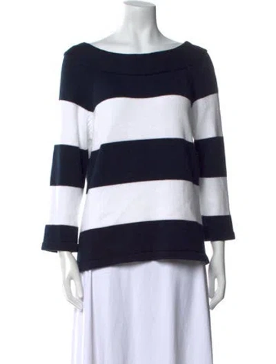Pre-owned Holebrook Sweden Striped Bateau Neckline Sweater In Blue