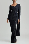 Holichic Five Second Beaded Saree In Black