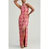 Holichic Halter Neck Maxi Dress In Pink