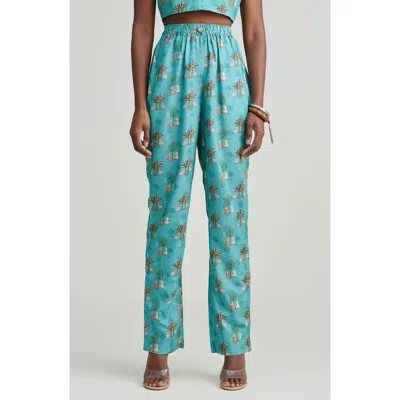 Holichic Print Straight Leg Pants In Green