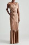Holichic Remi Embellished Saree In Brown