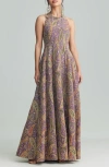 Holichic Zena Embellished Halter Gown In Purple