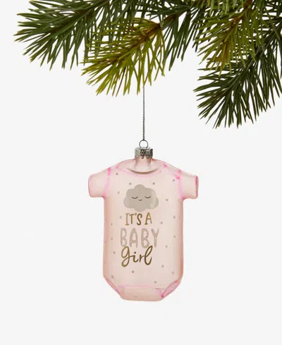 Holiday Lane Baby's First Christmas Pink Bodysuit Ornament, Macy's Exclusive In Transparent