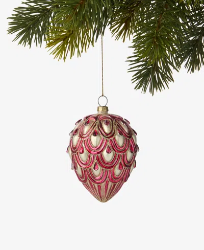 Holiday Lane Berry Tones Red And Gold Pinecone Ornament, Macy's Exclusive In Transparent