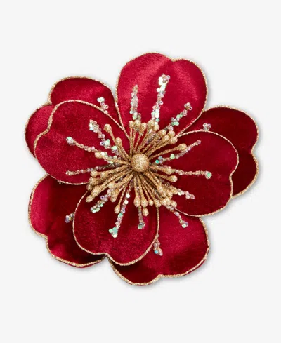 Holiday Lane Berry Tones Red Floral Pick Ornament, Macy's Exclusive In Transparent
