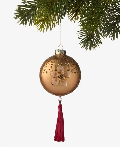 Holiday Lane Berry Tones Tasseled Gold Disk Ornament, Macy's Exclusive In Transparent