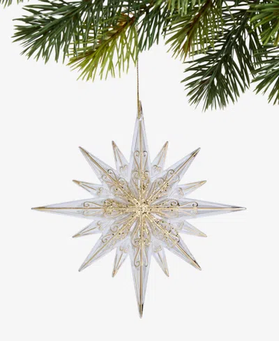 Holiday Lane Blessed Clear And Gold-tone Snowflake Ornament, Macy's Exclusive In Transparent