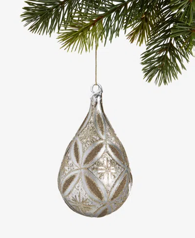 Holiday Lane Blessed Gold-tone Glass Drop Ornament, Macy's Exclusive In Silver