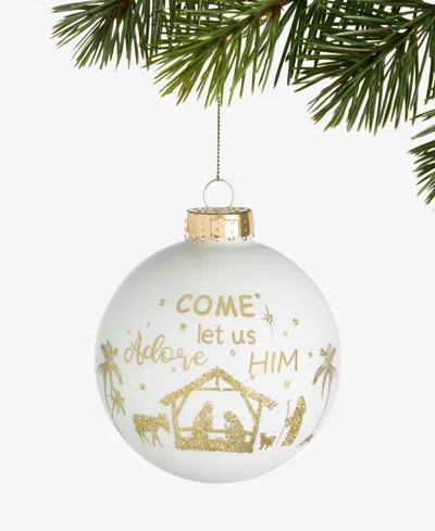 Holiday Lane Blessed White And Gold Nativity Ball Ornament, Macy's Exclusive In Multi