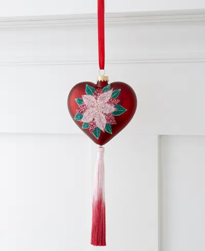 Holiday Lane Burgundy And Blush Heart Ornament, Exclusively At Macy's In No Color