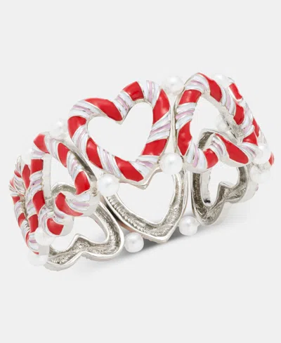 Holiday Lane Candy Cane Heart Stretch Bangle Bracelet, Macy's Exclusive In Multi