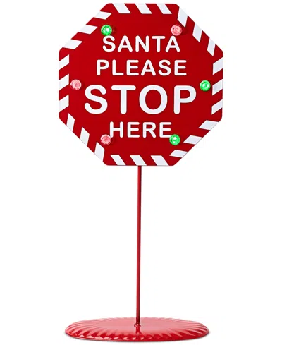 Holiday Lane Christmas Cheer Santa Tabletop Light-up Sign, Created For Macy's In No Color